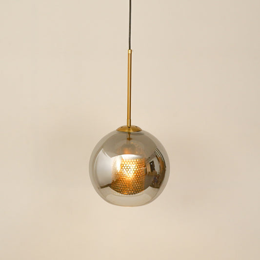 Decorative Rounded Grey Glass Crystal Pendant Lamp