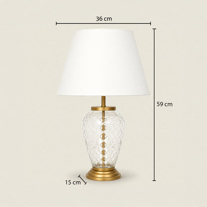 Diamond Cut Glass Table Lamp with White Shade