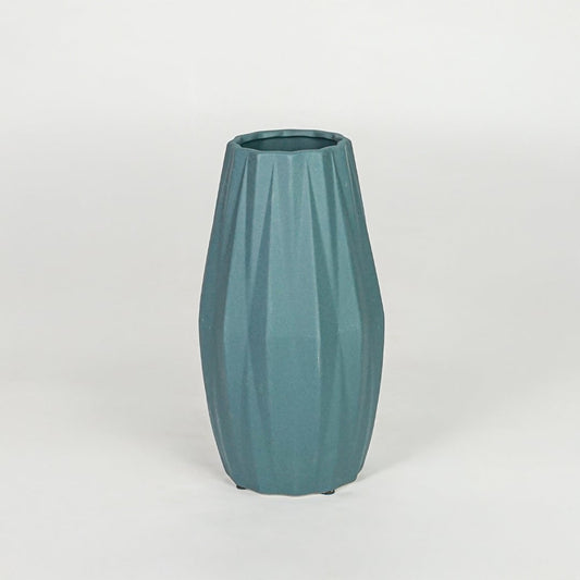 Modern green decorative flower vase isolated clean background stylish ceramic vase for home decor accent.