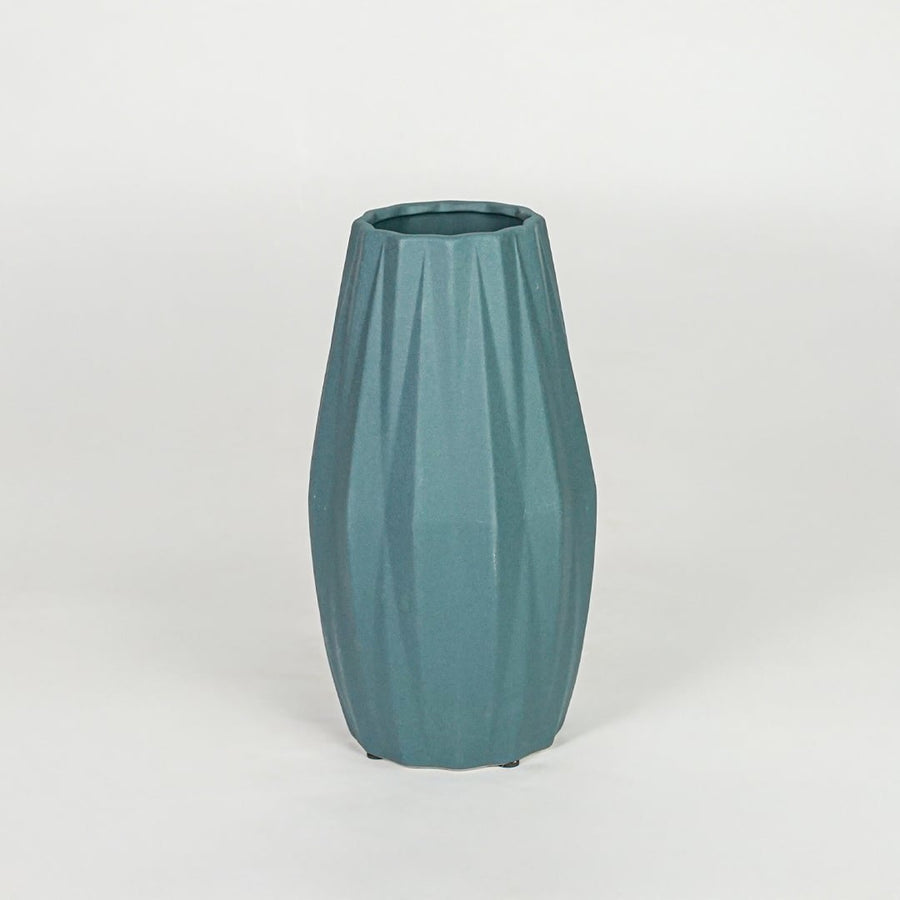 Modern green decorative flower vase isolated clean background stylish ceramic vase for home decor accent.