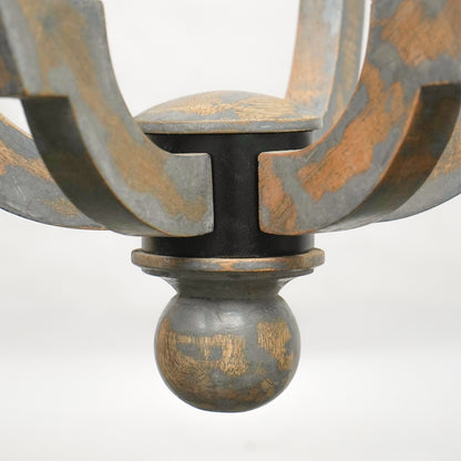Distressed Wooden Lantern Chandelier