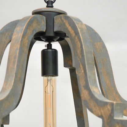 Distressed Wooden Lantern Chandelier