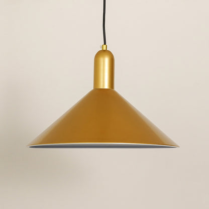 Matte gold metal pendant light with smooth finish illuminating elegant modern spaces.