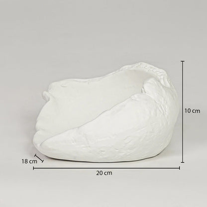 White ceramic decorative bowl size 10 cm height 20 cm width 16 cm depth modern centerpiece for table styling.