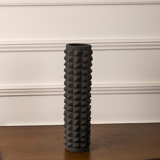 Doted Long Black Ceramic Vase