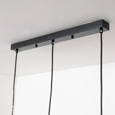 Droplet 3-Light Rectangular Cluster Pendant Light With Black Ceiling Plate