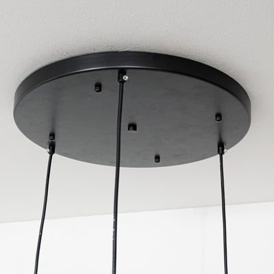 Droplet 3-Light Round Cluster Pendant Light With Black Ceiling Plate