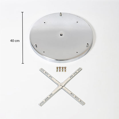 White metal ceiling mounting plate dimension image with 40 cm width for pendant light installation.
