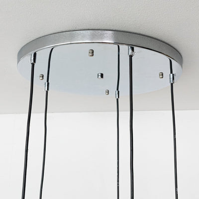 Droplet 5-Light Round Cluster Pendant Light With Chrome Ceiling Plate