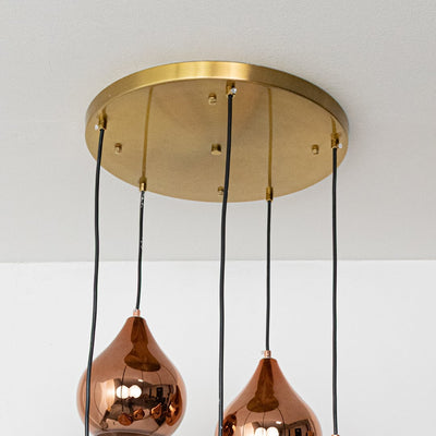 Droplet 5-Light Round Cluster Pendant Light With Gold Ceiling Plate