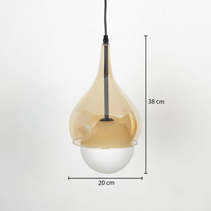 Dimension image of champagne glass pendant light with gold finish for stylish ceiling placement.