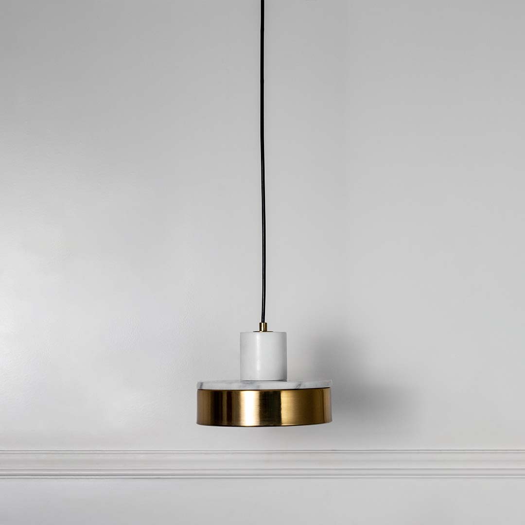Drum Marble Hanging Light - White