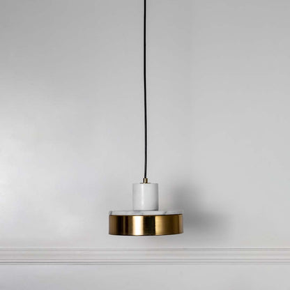 Drum Marble Hanging Light - White