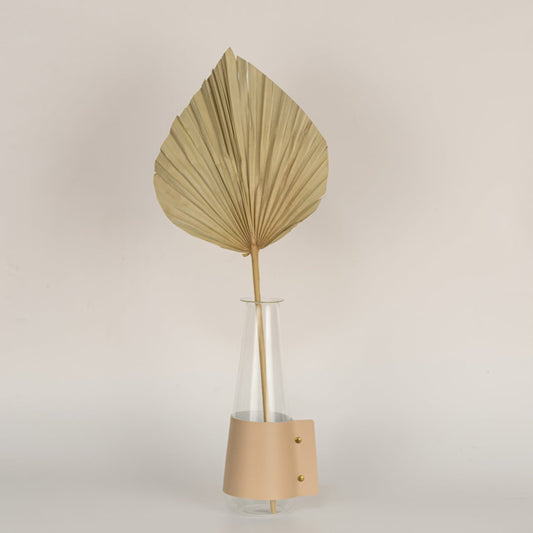 Natural beige dried palm leaf styled in a warm modern room adding earthy organic texture to contemporary home decor.