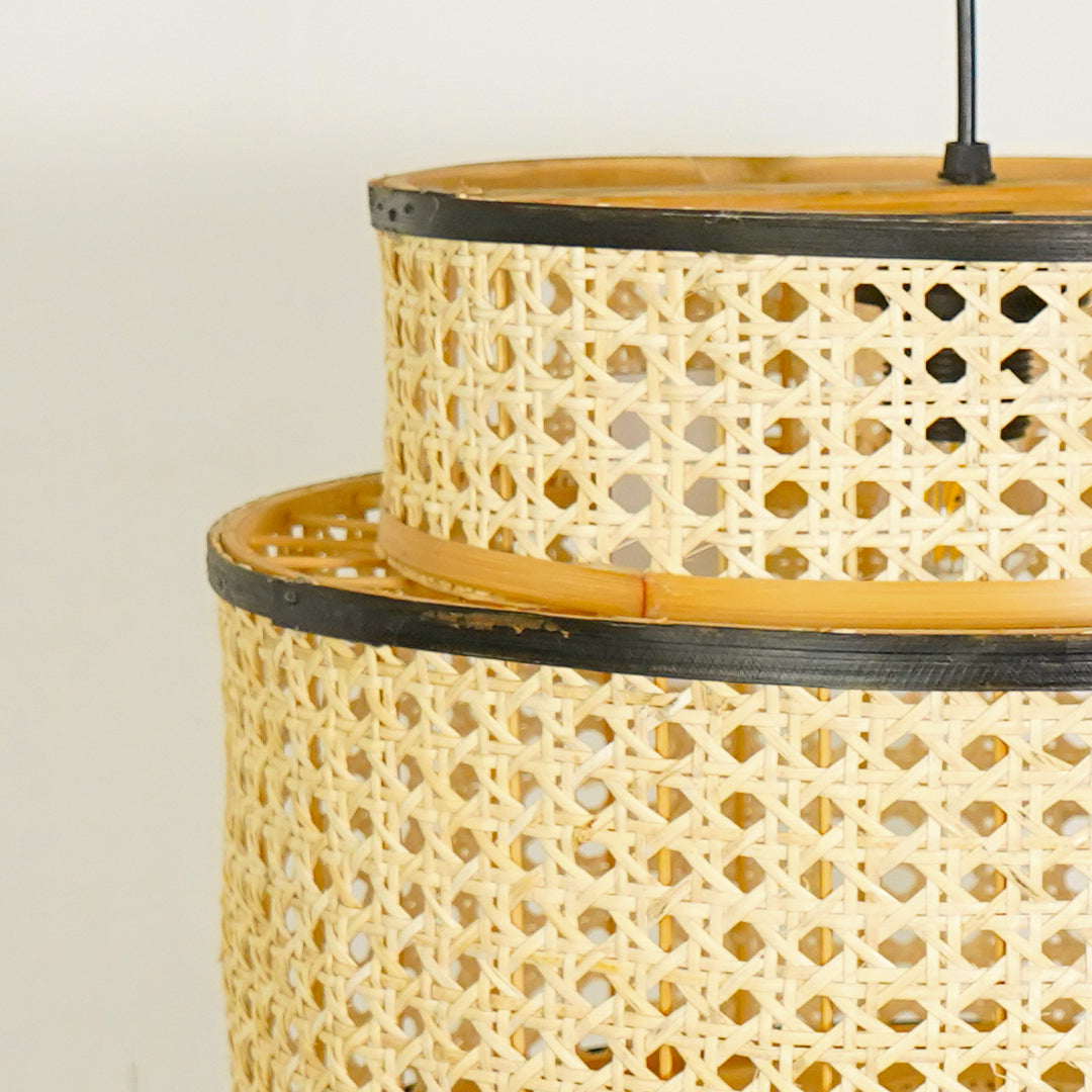 Dual Layered Rattan Pendant Light