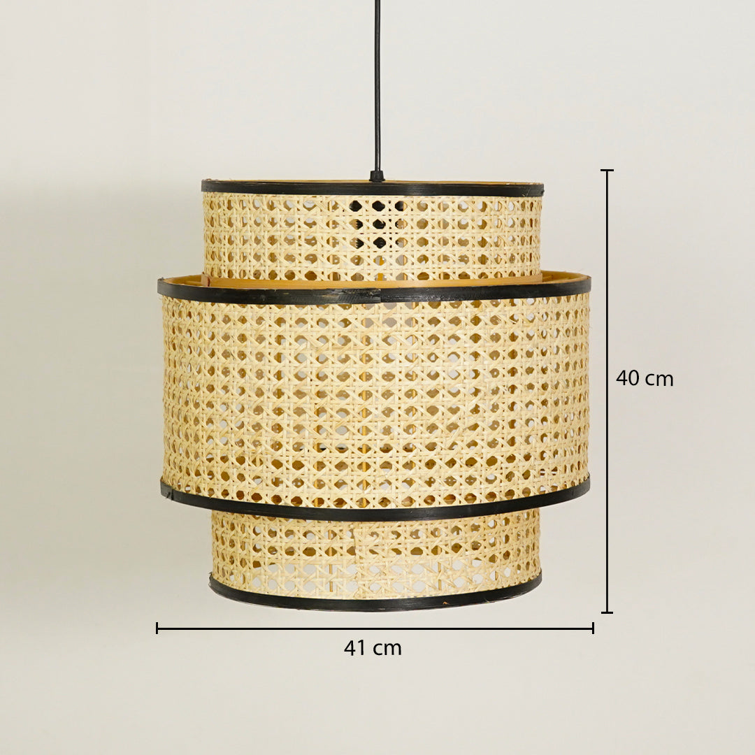 Dual Layered Rattan Pendant Light