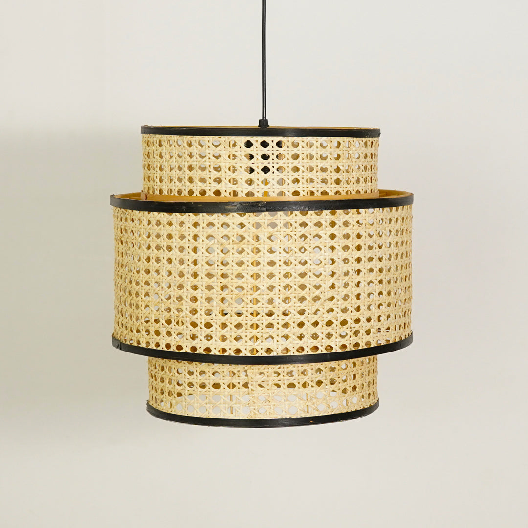 Dual Layered Rattan Pendant Light