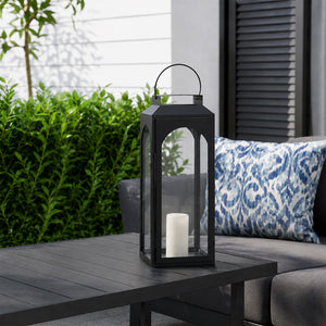 Ebony Black Metal Lantern - Large