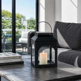 Ebony Black Metal Lantern - Small