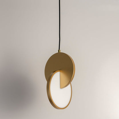 Eclipse Pendant 2 Piece Gold Light Light Off White Background