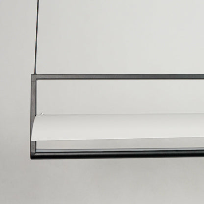 Black linear pendant light with minimalist metal bar design on neutral background ideal for modern interior lighting setup.

