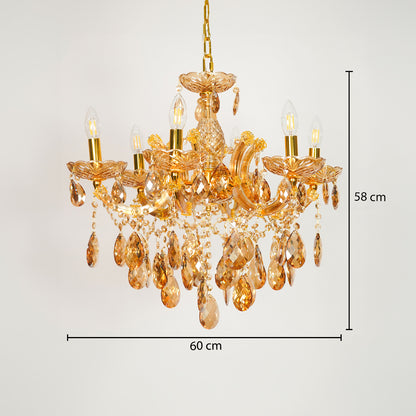 Dimension image of venetian crystal chandelier for modern dining room decor styling with precise size measurement.