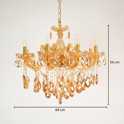 Dimension image of large venetian crystal chandelier for modern dining room decor styling with precise size measurement.