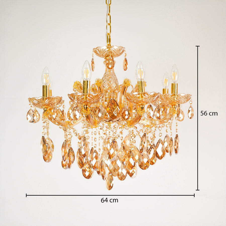Dimension image of large venetian crystal chandelier for modern dining room decor styling with precise size measurement.
