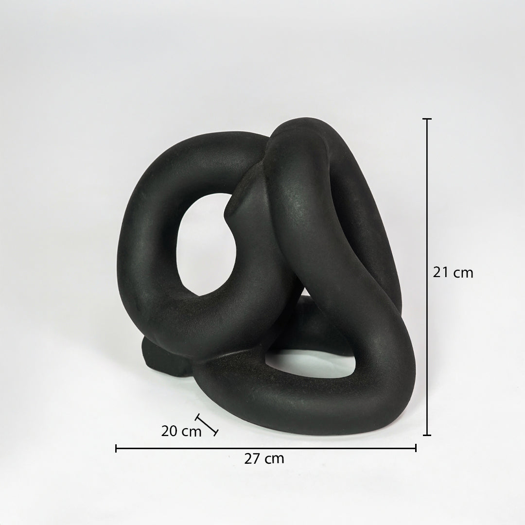 Modern black abstract decor sculpture with 27cm width for stylish shelf and contemporary home decor styling.