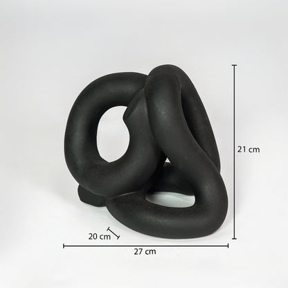 Modern black abstract decor sculpture with 27cm width for stylish shelf and contemporary home decor styling.