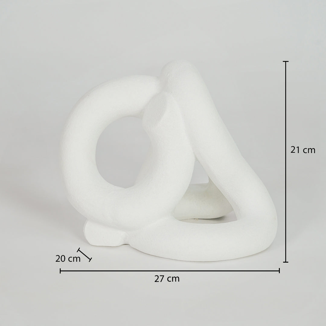 Modern white abstract decor sculpture with 27cm width for stylish shelf and luxury home decor styling.