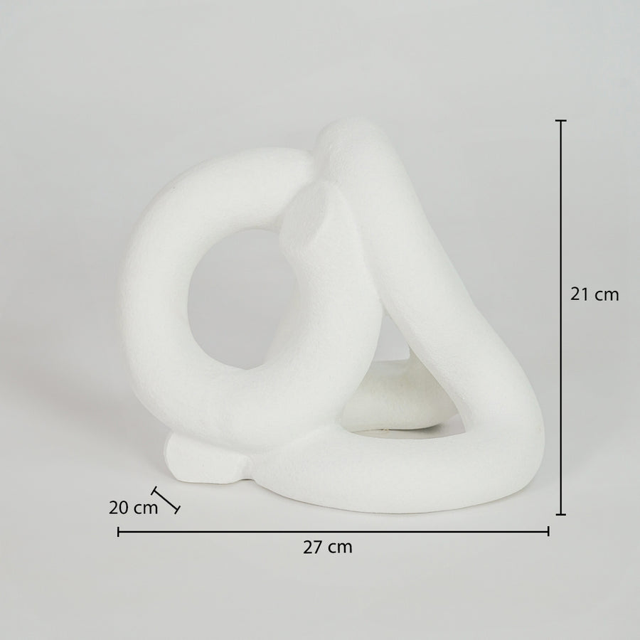 Modern white abstract decor sculpture with 27cm width for stylish shelf and luxury home decor styling.