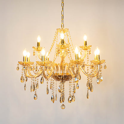 Ember 12-Light Victorian Candle Chandelier - Amber