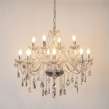 Ember 12-Light Victorian Candle Chandelier - Silver