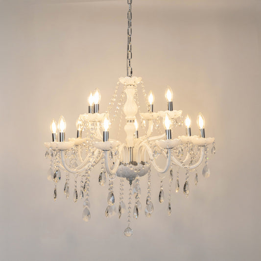 Ember 12-Light Victorian Candle Chandelier - White