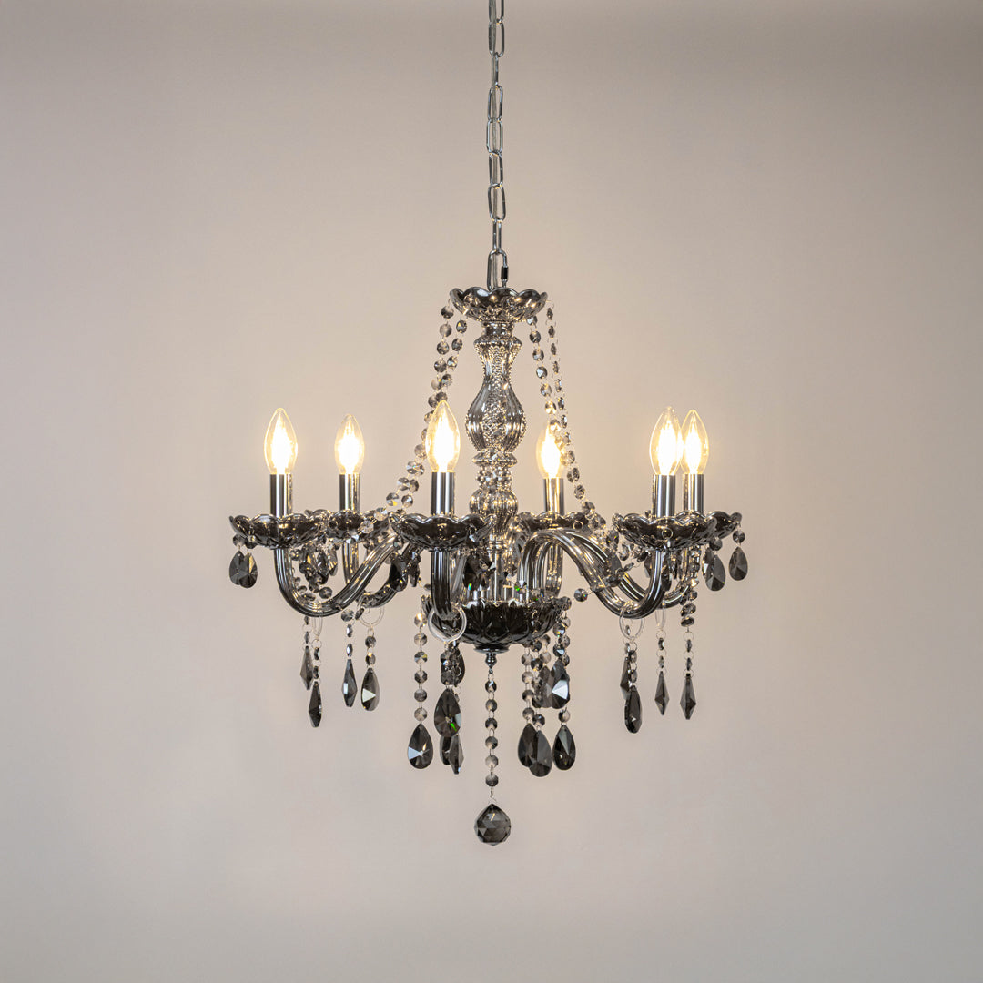 Ember 6-Light Victorian Candle Chandelier - Chrome