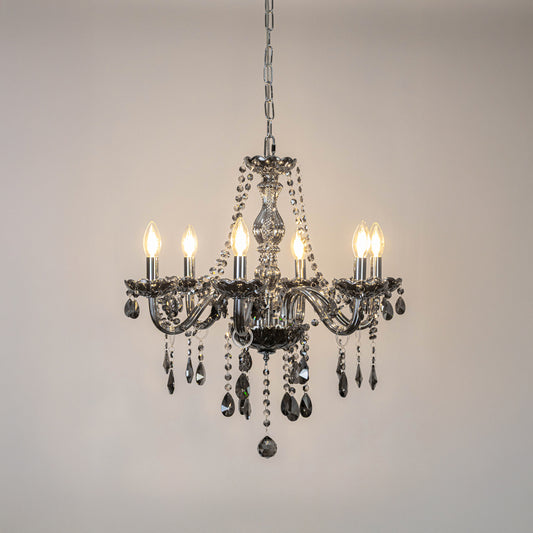 Ember 6-Light Victorian Candle Chandelier - Chrome