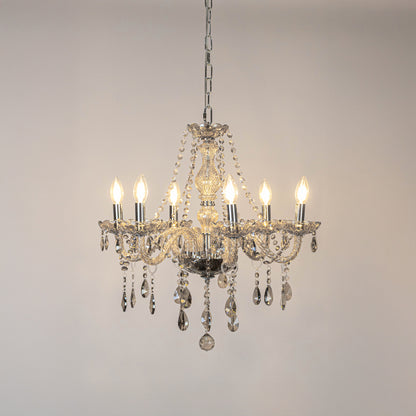 Ember 6-Light Victorian Candle Chandelier - Silver