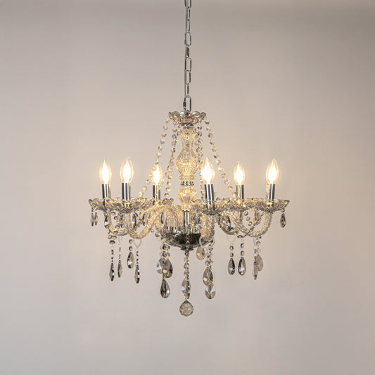 Ember 6-Light Victorian Candle Chandelier - Silver