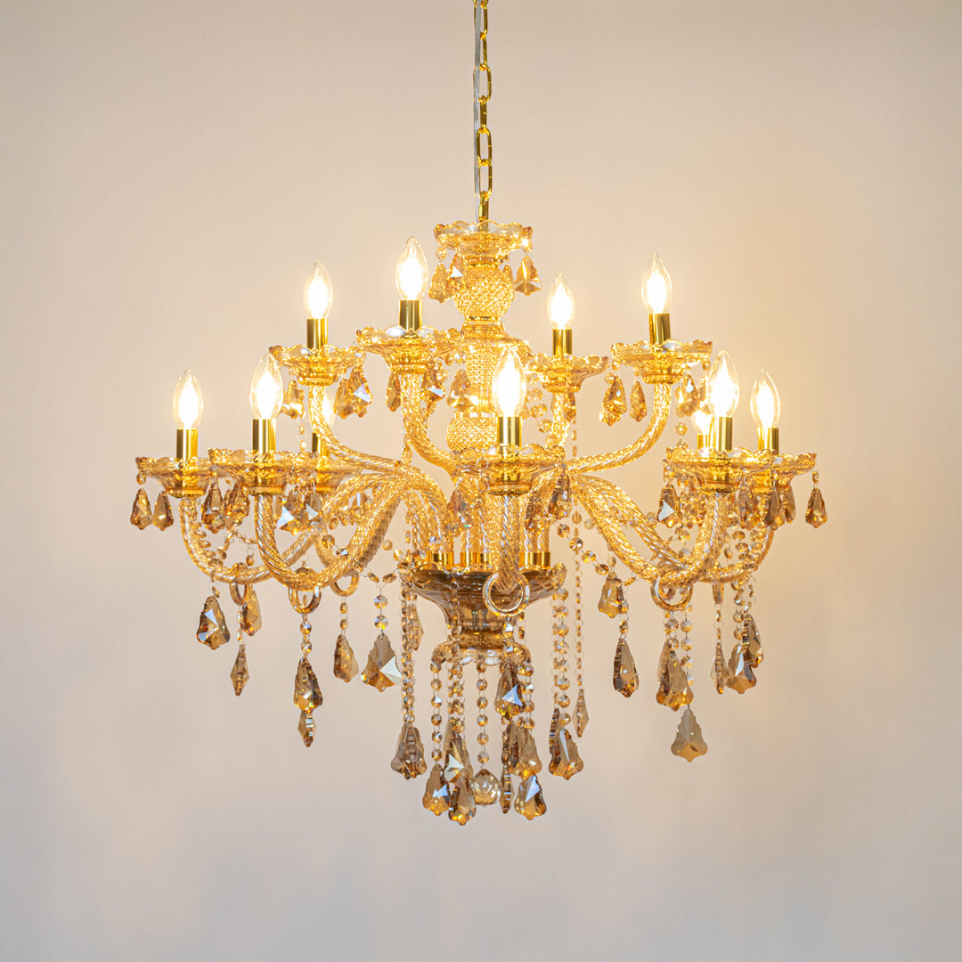 Emmet Victorian 12-Light Crystal Chandelier - Amber