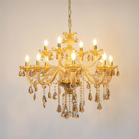 Emmet Victorian 12-Light Crystal Chandelier - Amber