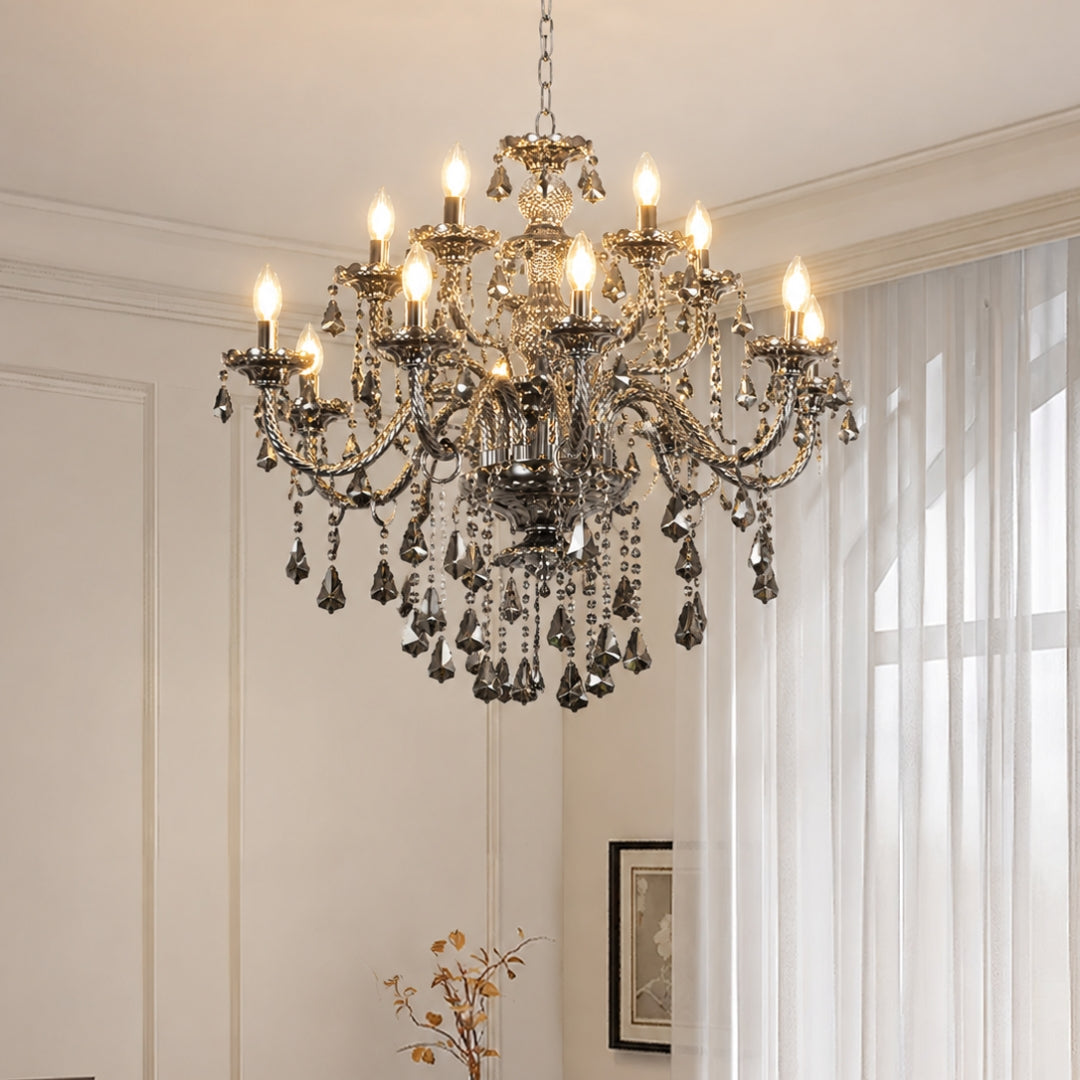 Emmet Victorian 12-Light Crystal Chandelier - Chrome