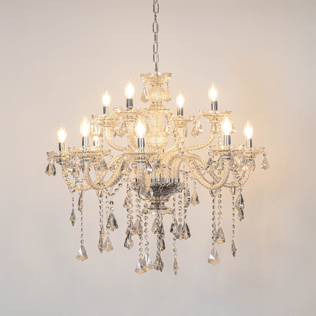Emmet Victorian 12-Light Crystal Chandelier - Silver