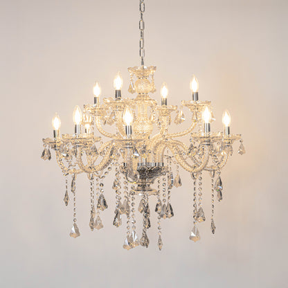 Emmet Victorian 12-Light Crystal Chandelier - Silver
