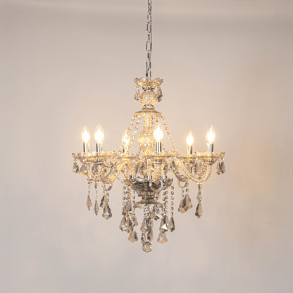 Emmet Victorian 6-Light Crystal Chandelier - Silver