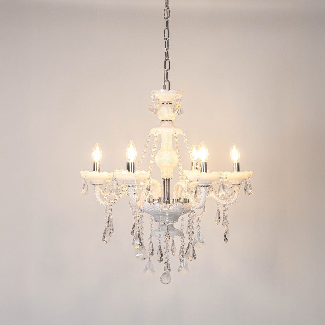 Emmet Victorian 6-Light Crystal Chandelier - White