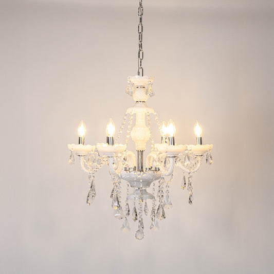 Emmet Victorian 6-Light Crystal Chandelier - White