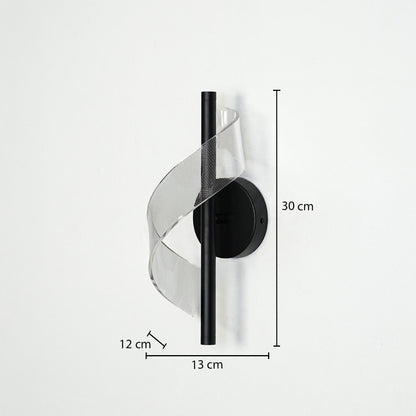 Black metal mesh wall light with 30 cm height 13 cm width and 12 cm depth for modern decor spaces.