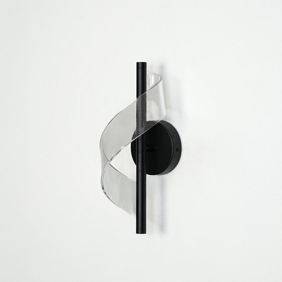 Modern black metal wall light with translucent mesh accent for premium bedroom and modern decor spaces.