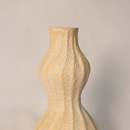 Detailed view of textured wavy vase showing natural matte glaze organic lines and fine handcrafted detailing.